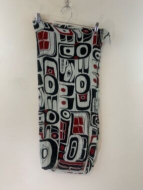 Native Print Infinity Scarf Wrap in Black, Red & Cream